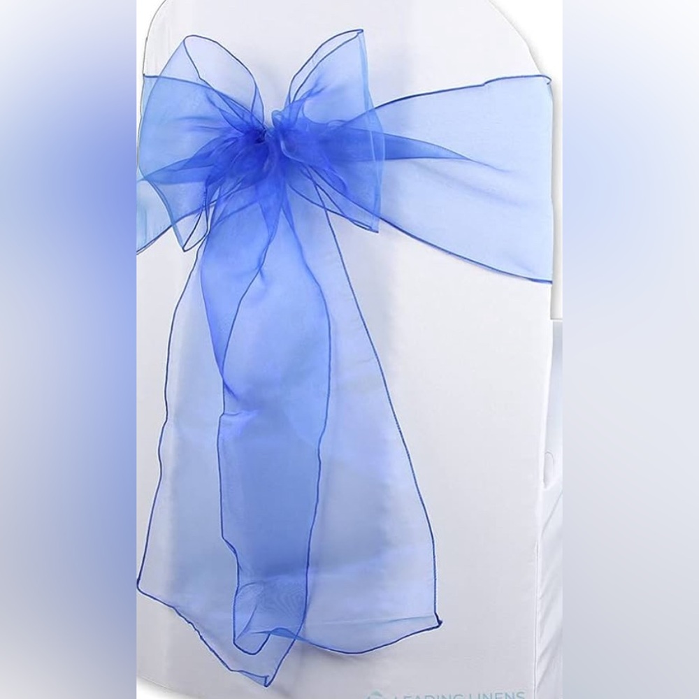 49-pcs Organza Cahir Cover Bow Sash -Navy Blue -Wedding Party Banquet Reception